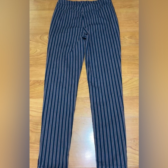 Free People Navy Blue Red Grey Striped High Waisted Skinny Ankle Pants Size 27 - Picture 9 of 11